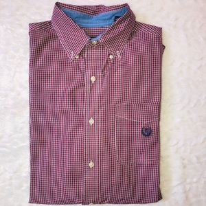 Chaps red white and blue button down shirt